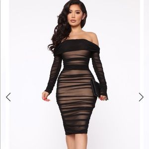 Fasionnova black/nude mesh dress